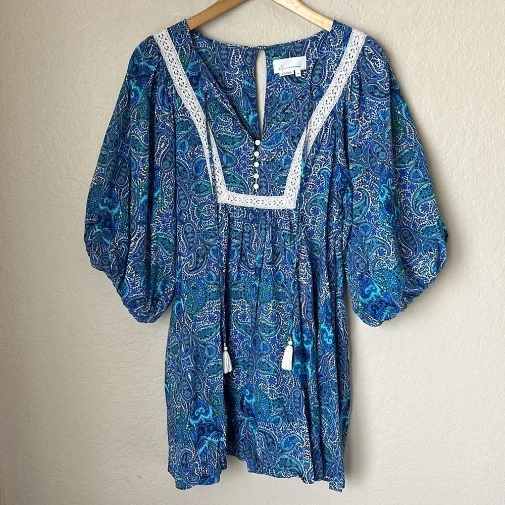 Anthropologie lissa blue paisley romper